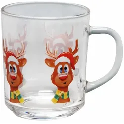 6x Weihnachts Glastasse Glühwein Punsch Eddy Rentier 200ml Mikrowellengeeignet