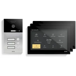 GVS - 3-Familienhaus IP Video Türsprechanlage AVS5516A - Mit 3x10 Zoll Monitor, App, HD-Kamera & Türöffner Funktion