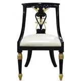 Casa Padrino Esszimmerstuhl Luxus Barock Esszimmerstuhl Schwarz / Gold / Weiß 53 x 58 x H. 89 cm - Barock Esszimmermöbel