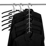 CHEUKYIU 3 Stück Kleiderbügel Platzsparend 5 in 1, 40 x 32cm Kleiderbügel Hosenbügel Metall, Hosenbügel für Hosen und Kleidung, Schwarz