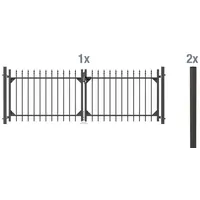 ALWA Vertriebsmarke der Gust. Alberts GmbH & Co.KG Zaundoppeltür Chaussee 301 x 100 cm Einbetonieren anthrazit