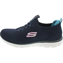 SKECHERS Summits Top Player Damen Sneaker, Navy Knit Teal Pink Trim, 40 EU