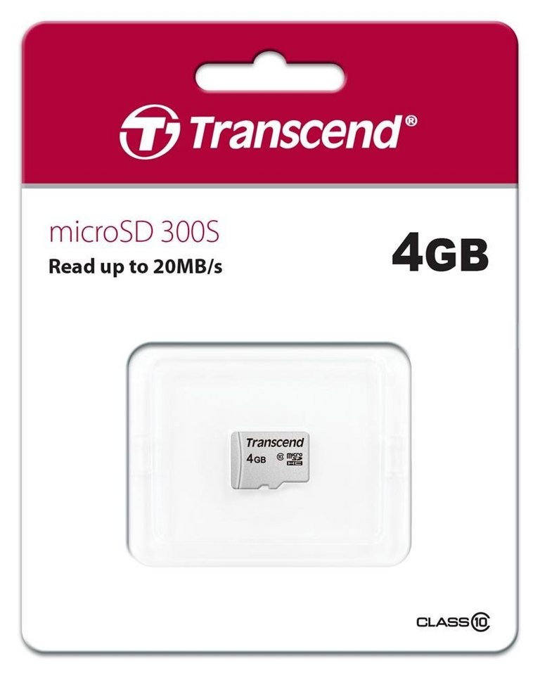 Transcend Transcend Micro SDHC Karte 4GB Speicherkarte 300S Class 10 Speicherkarte
