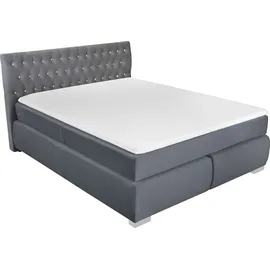 LEONIQUE Boxspringbett LEONIQUE "Rumba", grau (hellgrau), B:170cm L:213cm, Samtoptik (100% Polyester), Komplettbetten, Boxspringbett Seniorenbett Polsterbett, Taschenfederkern-Matratze in Härtegrad 3, in 4 Breiten, incl. Topper
