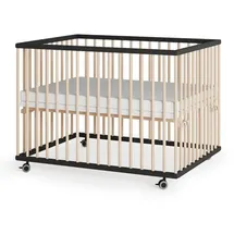 Sämann – make a difference. Laufgitter, Schwarz, Natur, Holz, Echtholz,Buche, 100x74x75 cm, Babymöbel, Laufstall Baby