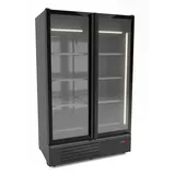 Kühlschrank GAZELLE | 2 Glastüren + LED | 1200L, HxBxT 214x127x79cm | +1/+7°C | 8 Gitter & Preiskartenhalter | Schwarz + CHEFGASTRO Geschirrtuch