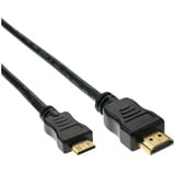 InLine HDMI Mini Kabel, High Speed HDMI Cable, Stecker A auf C, verg. Kontakte, schwarz, 0,5m