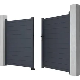vente-unique Gartentor Doppeltor 305 x 180 cm Anthrazit/Aluminium