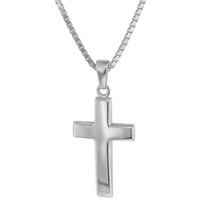 trendor 75440 Kreuz-Anhänger Weißgold 585 / 14K mit Silberkette, 42 cm
