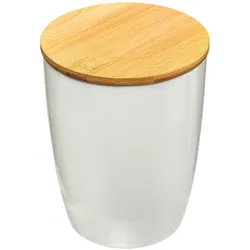 FIVE - Weißes Gefäß aus Keramik und Bambus 1,5L 13,5x17,5cm