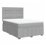 vidaXL Boxspringbett mit Matratze Hellgrau 140x200 cm Stoff