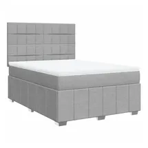 vidaXL Boxspringbett mit Matratze Hellgrau 140x200 cm Stoff