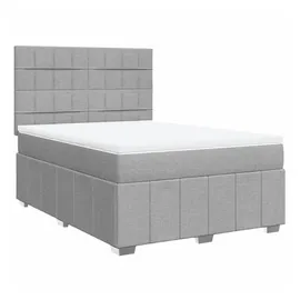 vidaXL Boxspringbett mit Matratze Hellgrau 140x200 cm Stoff