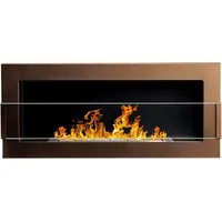 Selsey ASTRALIS - Wandkamin / Bioethanol-Kamin mit Sicherheitsglas, rechteckig, 90 x 40 cm (Braun mit Struktur)