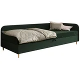 Meblito Einzelbett Boxspringbett Kobbevik Jugendbett Bettkasten Matratze 80/90/100x200 cm Grün (Riviera 38/Lincoln 39)