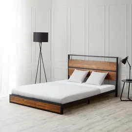 Homestyle4u Metallbett 140 x 200 cm Schwarz
