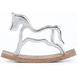 Marrakesch Orient & Mediterran Interior Dekoaufsteller Schaukelpferd 30 cm Silber