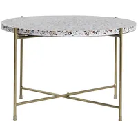 Miliboo Beistelltisch rund Terrazzo und goldfarbenes Metall D55 cm
