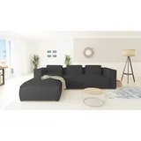 s-style möbel Modernes Ecksofa Porto aus Grau Cord und weichem Sitz,