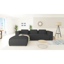 s-style möbel Modernes Ecksofa Porto aus Grau Cord und weichem Sitz,