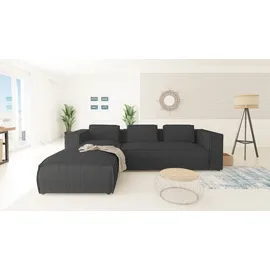 s-style möbel Modernes Ecksofa Porto aus Grau Cord und weichem Sitz,