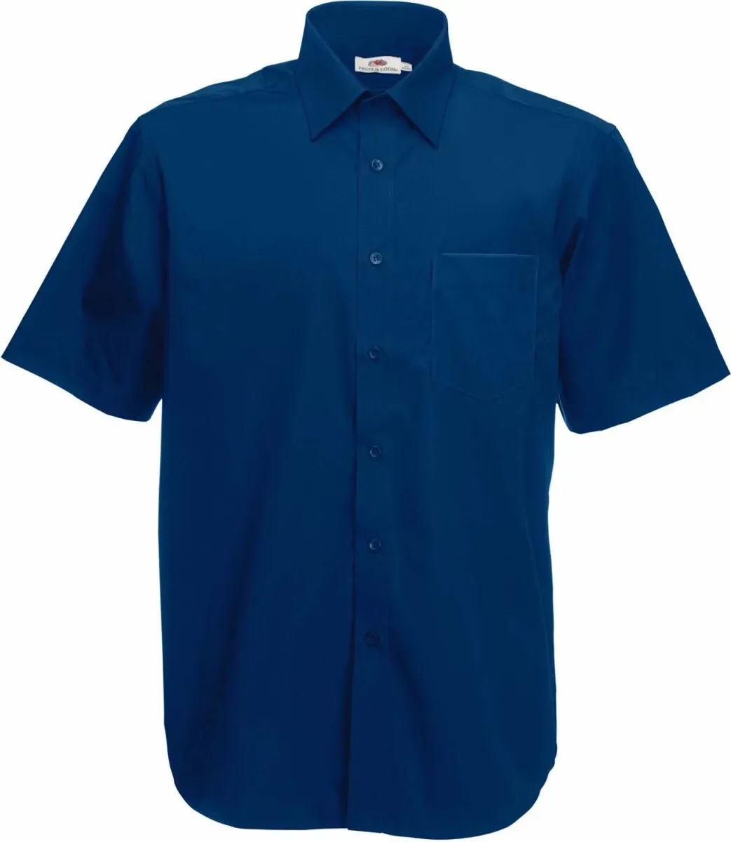 Fruit of the Loom Herren Kurzarm Poplin Shirt Hemd 65-116-0 navy S