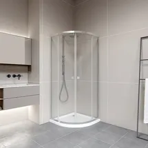Marwell Leeds II Runddusche 80 x 190 cm Duschabtrennung aus Einscheibensicherheitsglas Silber