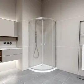 Marwell Leeds II Runddusche 80 x 190 cm Duschabtrennung aus Einscheibensicherheitsglas Silber