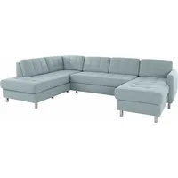 Wohnlandschaft SIT & MORE "Picasso U-Form", blau (aqua), B:294cm H:80cm T:196cm, Luxus-Microfaser ALTARA NUBUCK (100% Polyester) / Struktur fein (100% Polyester);Luxus-Microfaser ALTARA NUBUCK (100% Polyester);Luxus-Microfaser ALTARA NUBUCK (100% Polyester) / Struktur (100% Polypropylen), Sofas, Wohnlandschaft, wahlweise mit Bettfunktion und Bettkasten