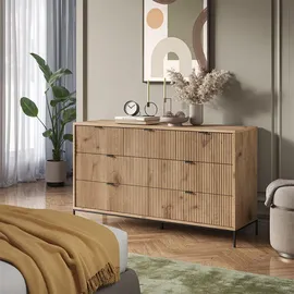 Vicco Sideboard Eliza Viking Oak 140 x 81 cm mit 7 Schubladen