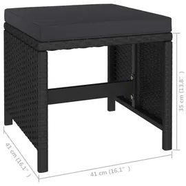 vidaXL Garten-Essgruppe mit Auflagen Polyrattan 6-tlg. schwarz