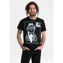 LOGOSHIRT T-Shirt "Sesamstrasse - Krümelmonster Pate", Jungen, Gr. XS, schwarz, 100% Baumwolle, bedruckt, normal, Rundhals, Shirts T-Shirt, mit lizenziertem Print