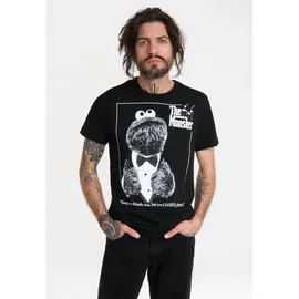 LOGOSHIRT T-Shirt "Sesamstrasse - Krümelmonster Pate", Jungen, Gr. XS, schwarz, 100% Baumwolle, bedruckt, normal, Rundhals, Shirts T-Shirt, mit lizenziertem Print
