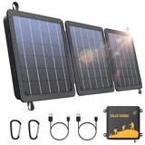 15W Solarpanel Faltbares, WASTDE Tragbar Solarladegerät ETFE mit Hohe Umwandlungsrate, USB-A und 3A USB-C Anschlüssen, IP65 Wasserdicht für Camping Wandern Outdoor für Handys Akkus Tablets