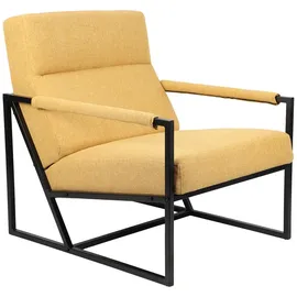 Svita Chris Loungestuhl Cocktailsessel Polsterstuhl mit Armlehne Senfgelb
