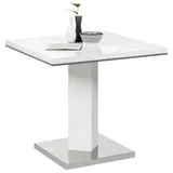 Carryhome Esstisch, Grau, Weiß, Edelstahl, Metall, Holzwerkstoff, quadratisch, Säule, Bodenplatte, 80x76x80 cm, Esszimmer, Tische, Esstische, Esstische quadratisch
