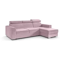 altdecor Ecksofa mit Schlaffunktion und Bettkasten, Polstercouch in L-Form, Ottomane rechts, 242x168 cm Wohnzimmer, Sofas - FIX - 242x168x69 - Rosa/... Textil, 4-Sitzer,