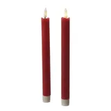 MARELIDA LED Stabkerzen Tafelkerzen Spitzkerzen rustikal 24,5cm rot 2St