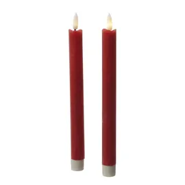 MARELIDA LED Stabkerzen Tafelkerzen Spitzkerzen rustikal 24,5cm rot 2St