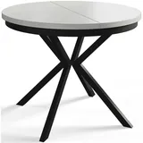 Alpi-Möbel Runder, Weiß, Schwarz, Holzwerkstoff, Rund, X-Form, 120x76x120 cm, Esszimmer, Tische, Esstische