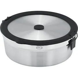 Rösle FLEXX 2GO 0,8 L rund mit Clips für Lunchbox, Silikonrand, aromadicht, Silikonventil, silberfarben/schwarz