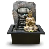 Zen'Light - Zimmerbrunnen Dao - Abnehmbarer Buddha & LED-Beleuchtung - Moderne Zen Deko, Ideal für Meditation & Entspannung - Feng Shui Objekt - H 26cm, Kastanie