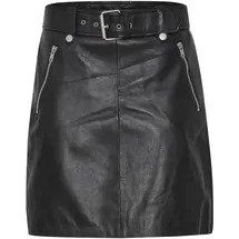 B.YOUNG BYDenno SKIRT - 20814276 kurzer Rock in Leder-Optik in black denim | Gr.: 38