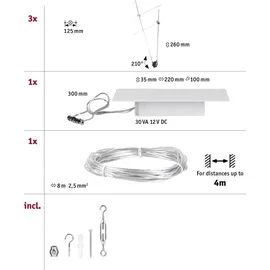 Paulmann Seilsystem Simple Basisset GU5,3 max. 3x5W 230/12V Chrom