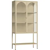 [en.casa] Vitrinenschrank Klippestad 160 x 80 x 35 cm Kamelfarben
