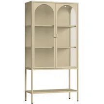 [en.casa] Vitrinenschrank Klippestad 160 x 80 x 35 cm Kamelfarben