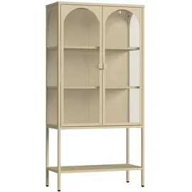 [en.casa] Vitrinenschrank Klippestad 160 x 80 x 35 cm Kamelfarben