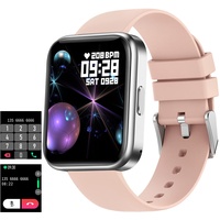 Smartwatch Damen mit Telefonfunktion Smart Watch Damenuhr Fitnessuhr Herren Schwarz Gold Mädchen Jungen Sportuhr Fittnessarmbanduhr Frauen Fitness Tracker Uhr mit Schrittzähler Damen Pulsuhren Laufuhr