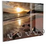 DEQORI Schlüsselbrett 'Strand im Sonnenuntergang', (1 St), Schlüsselhalter Schlüssel Haken Schlüsselboard modern Schlüsselleiste beige|braun