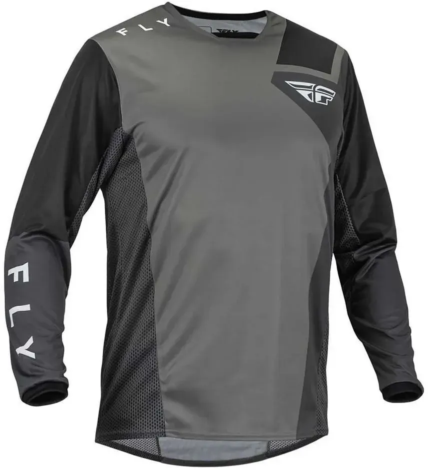 Fly Racing Mx Kinetic Fuel Langarm-trikot - Grey / Dark Grey / Black - M